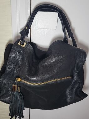 Sandro Adel Black Leather/Suede Purse
